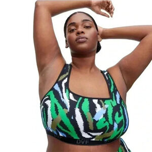NWT Women's Racerback Disco Zebra Green
Sports Bra‎ - DVF for Target 2X